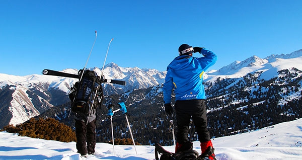 Trekking on snowshoes in the north of Kyrgyzstan edited